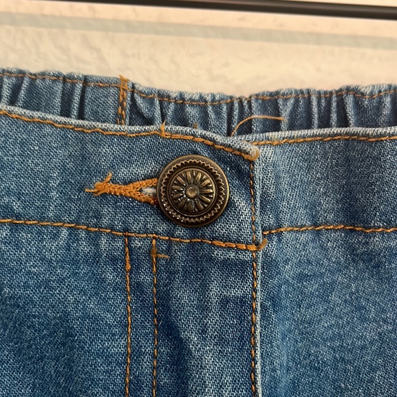 Vintage Denim Outfit Medium Embroidered Blue Jean Floral Rose Flowers 90s Y2K - Picture 12 of 15